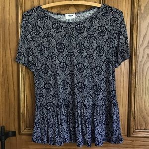 Blue floral peplum style shirt